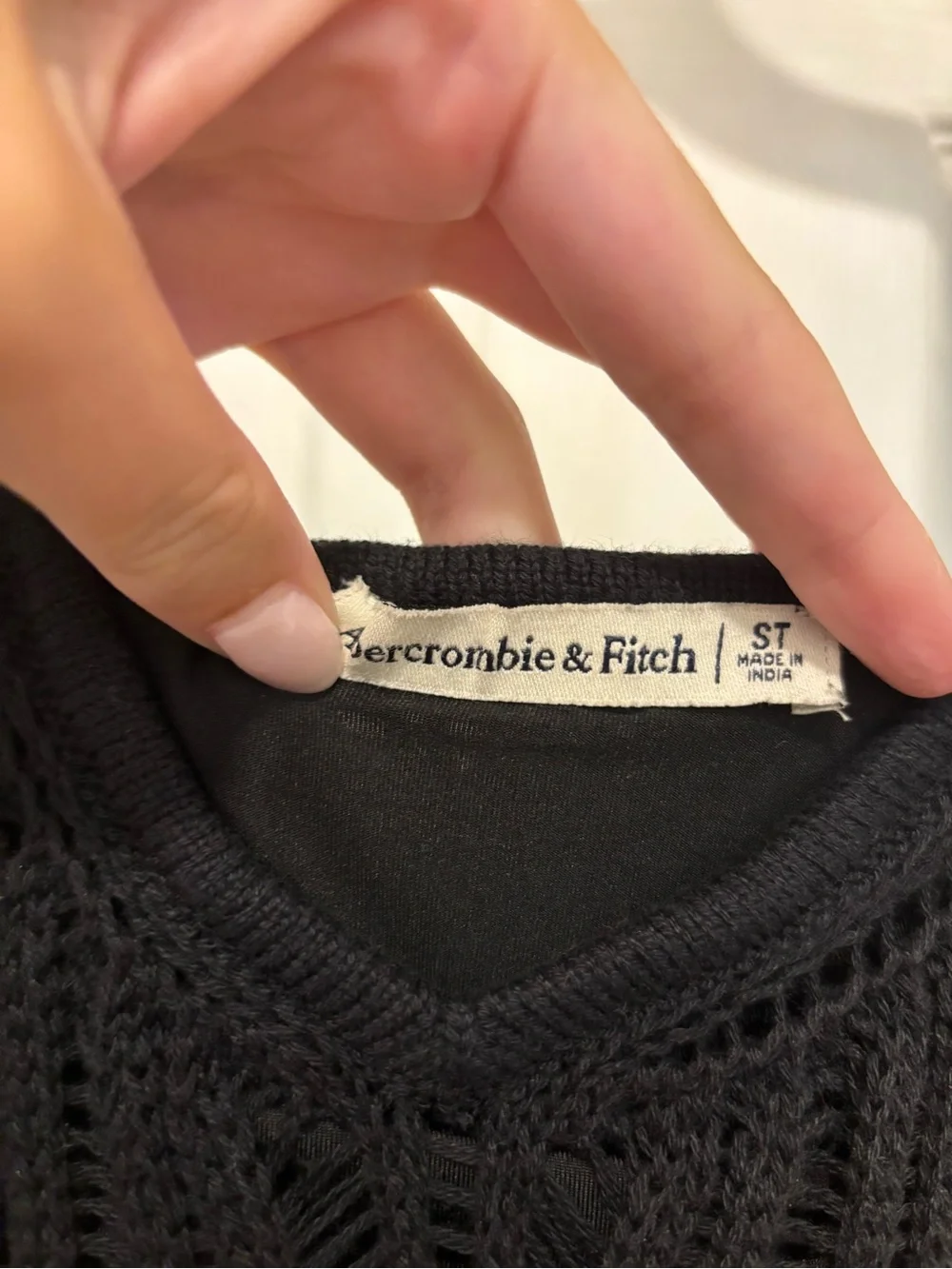 Abercrombie & Fitch Black and White Crochet-Trim Maxi Dress